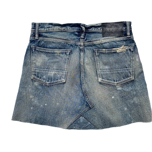 New Fabric Brand & Co Dirty Wash Selvedge Distressed Jean Denim Mini Skirt 29/34 - Picture 12 of 16